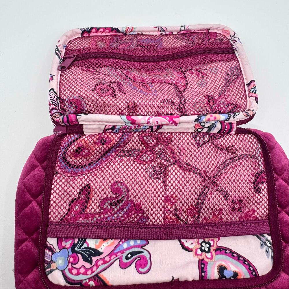 Vera Bradley Compact Organizer Travel Makeup Pouch Bag Quilted Majestic Magenta - Picture 5 of 6